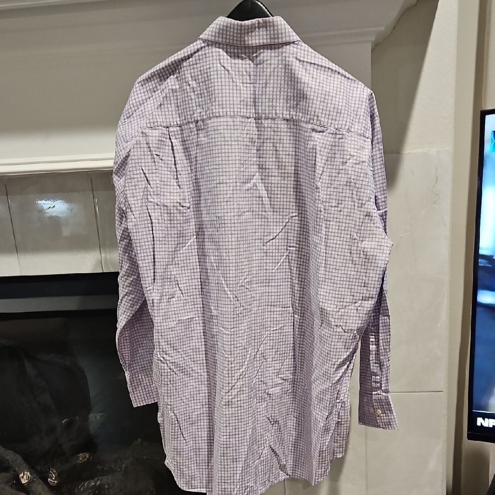 David Donahue Lavender Checkered Button Down Shirt - image 4